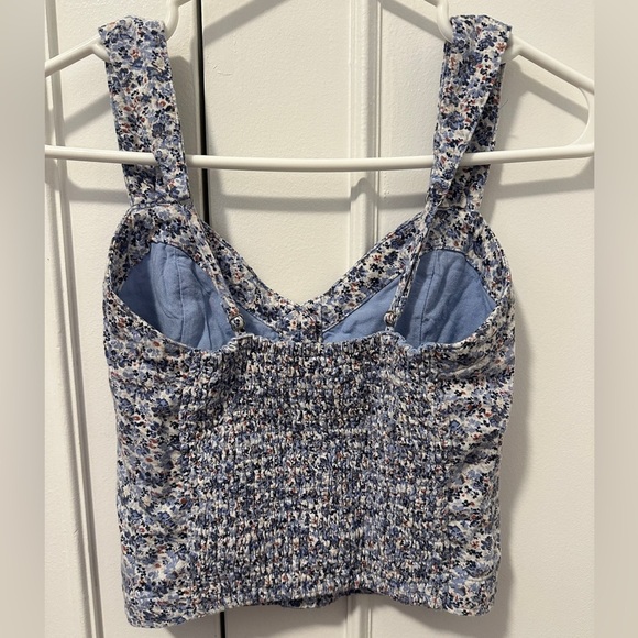 Abercrombie & Fitch Pleated Blue Floral Linen Blend Camisole Size XS Women’s - Picture 8 of 11